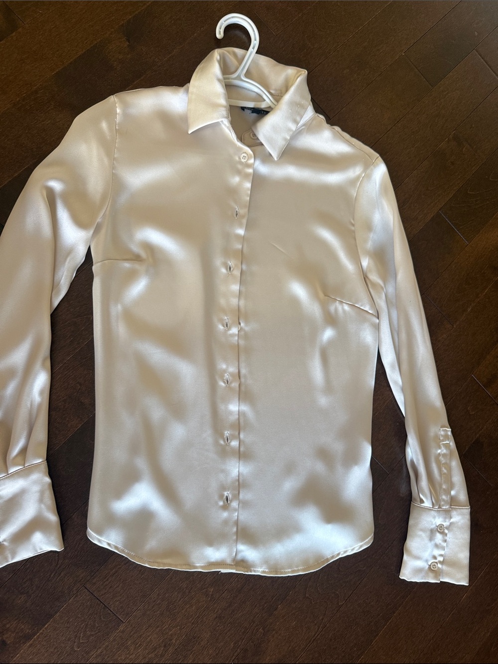 Men's Satin Long-Sleeve Dress Shirt - Cream